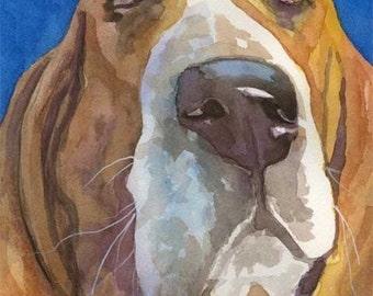 Basset Hound Art Print of Original Watercolor Painting - 11x14 Dog Art