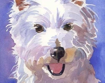 West Highland White Terrier Art Print of Original Watercolor Painting - 8x10