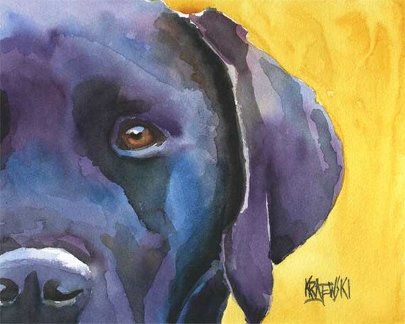 Labrador Retriever Art Print Signed Artist Ron Krajewski Painting 8x10 Yellow