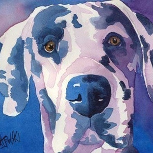 Great Dane Art Print of Original Watercolor Painting 8x10 Dog Art image 2