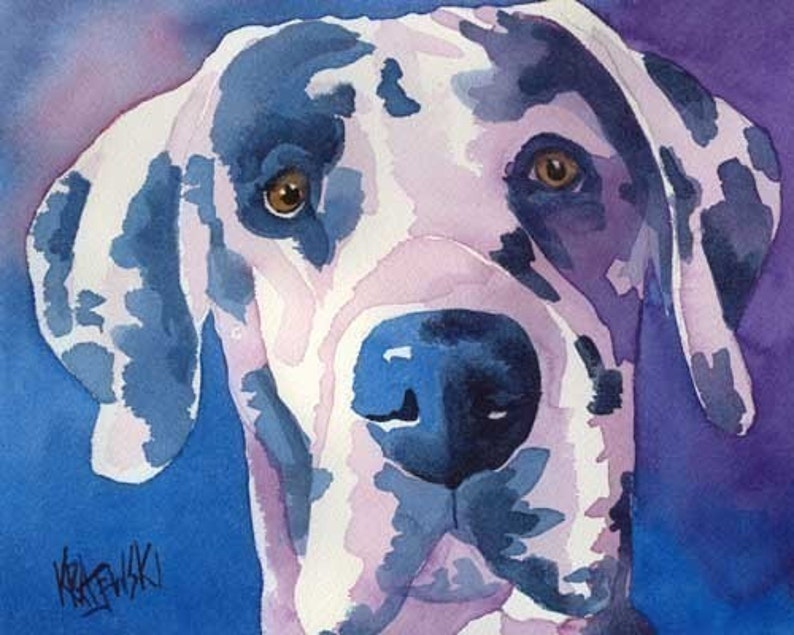 Great Dane Art Print of Original Watercolor Painting 8x10 Dog Art image 2