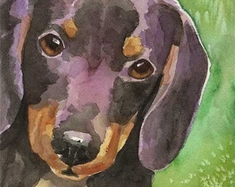 Dachshund Art Print of Original Watercolor Painting - 11x14 Dog Art