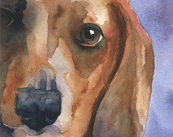 Dachshund Art Print of Original Watercolor Painting - 8x10 Dog Art