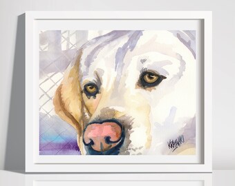 Yellow Lab Print, Labrador Retriever Art Print of Watercolor Painting, Wall Art, Home Decor, Picture, Portrait, Drawing, 11x14