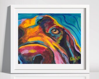 Chocolate Lab Lover, Labrador Retriever Art Print of Acrylic Painting, Labrador Painting, Labrador Art, Dog Abstract, Labrador Gifts, 8x10