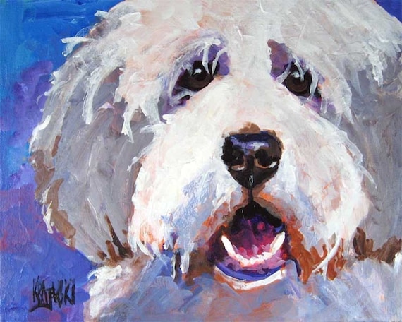 bearded collie dog 8x10 art print poster watercolor painting