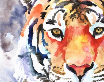 Tiger Art Print of Original Watercolor Painting - 11x14 Signed by Artist
