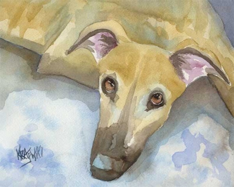 Greyhound Art Print of Original Watercolor Painting 11x14 Dog Art image 1