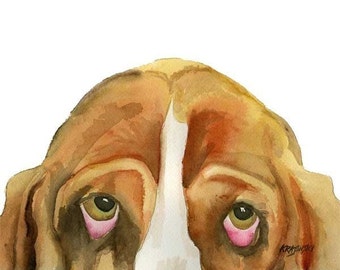 Basset Hound Art Print of Original Watercolor Painting - 11x14 Dog Art