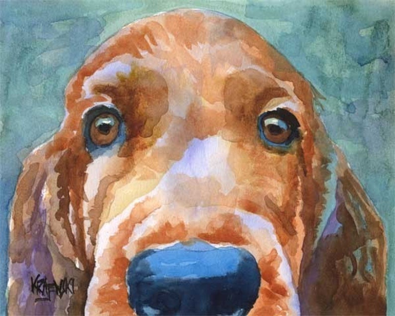 Irish Setter Dog Art Print of Original Watercolor Painting 11x14 image 1