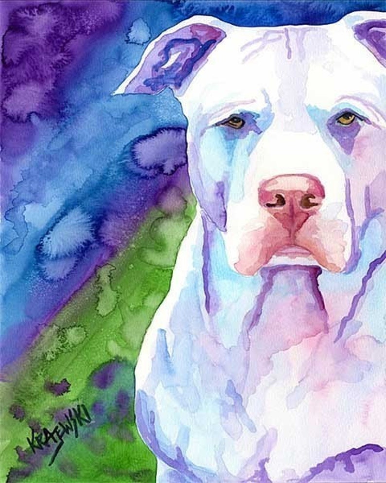 Pit Bull Art Print of Original Watercolor Painting 11x14 - Etsy