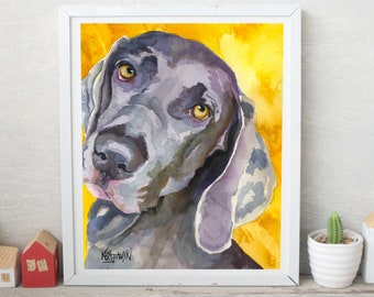 Weimaraner Art, Weimaraner Print of Original Watercolor Painting, Weim Portrait, Picture, Poster, Memorial, Weimaraner Mom Gifts, 8x10