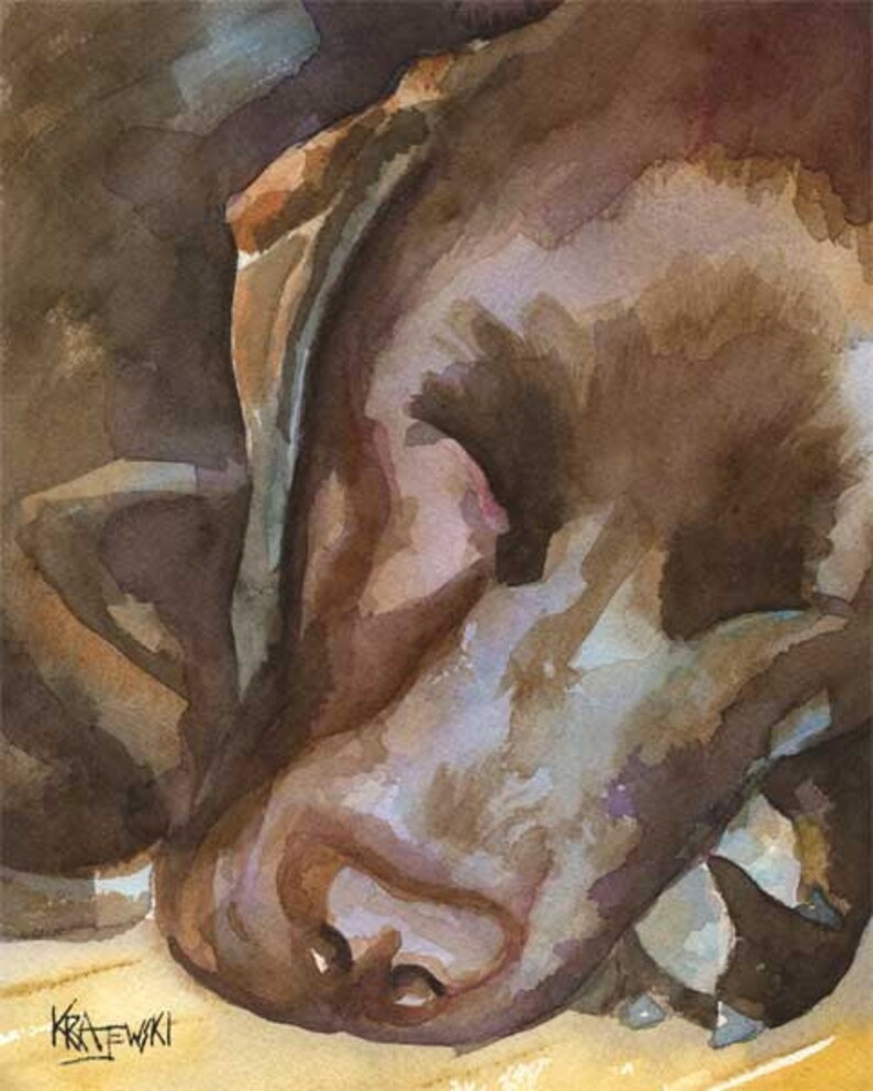 Labrador Retriever Art Print of Original Watercolor Painting 11x14 Chocolate Lab image 2