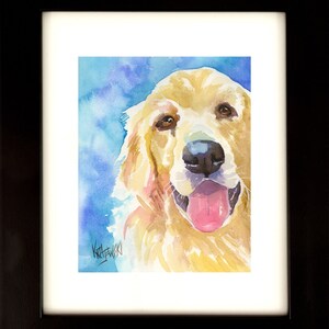 Golden Retriever Art Print of Original Watercolor Painting 8x10 image 4