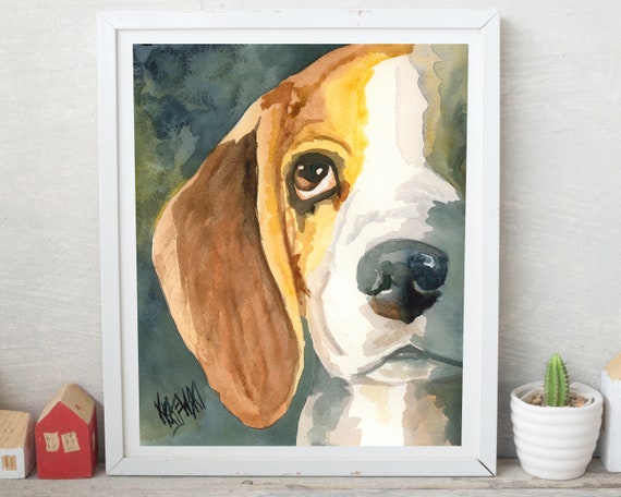 Beagle Gifts Beagle Print Beagle Painting Beagle Art Print Of Original Watercolor Picture Poster Memorial Decor Wall Art 11x14