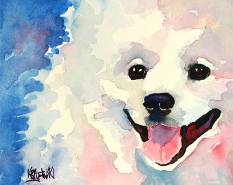 American Eskimo Dog Art Print of Original Watercolor Painting