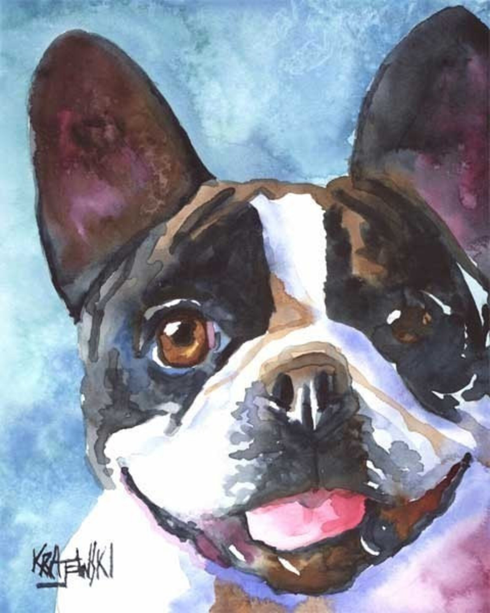 French Bulldog Art Print of Original Watercolor Painting Etsy