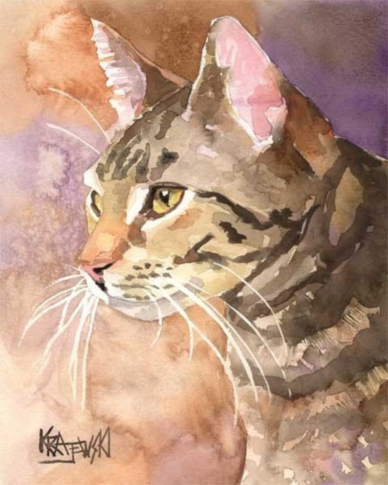 Cat Print Tabby Cat Print Art Print of Original Watercolor Etsy