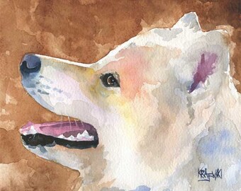 Samoyed Art Print of Original Watercolor Painting - 8x10 Dog Art