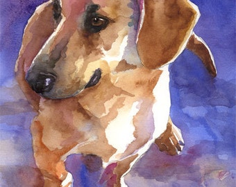 Dachshund Art Print of Original Watercolor Painting - 8x10 Dog Art