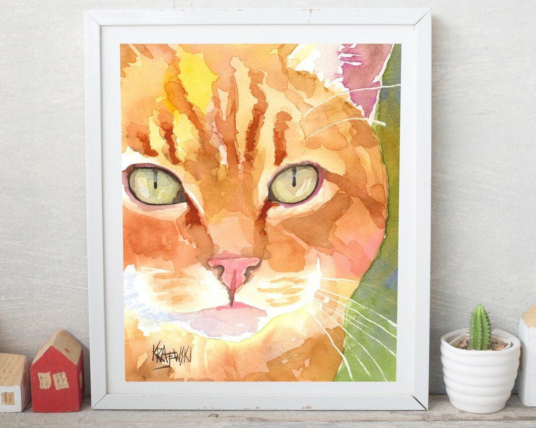 Cat Print Cat Poster Tabby Cat Art Print of Original - Etsy
