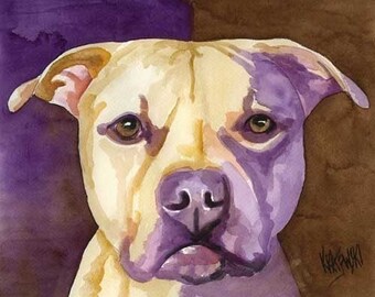 Pitbull Art Print of Original Watercolor Painting - 8x10 Pit Bull Art