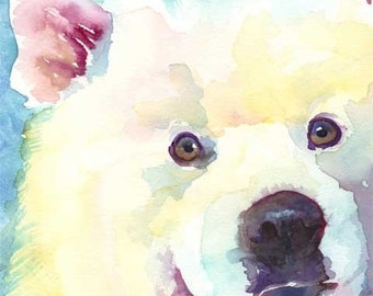 Samoyed Art Print of Original Watercolor Painting - 11x14 Dog Art