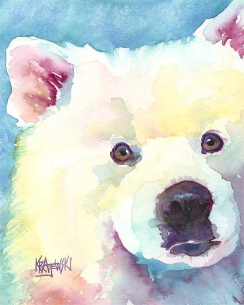 Samoyed Art Print of Original Watercolor Painting 11x14 Dog Art image 1