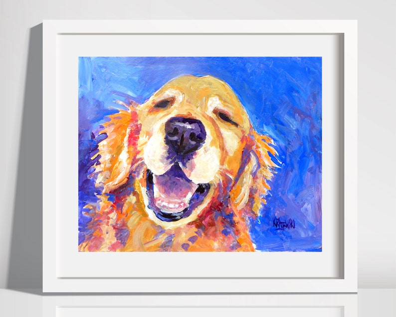 Golden Retriever Dog Art Print of Original Acrylic Painting - 8x10 