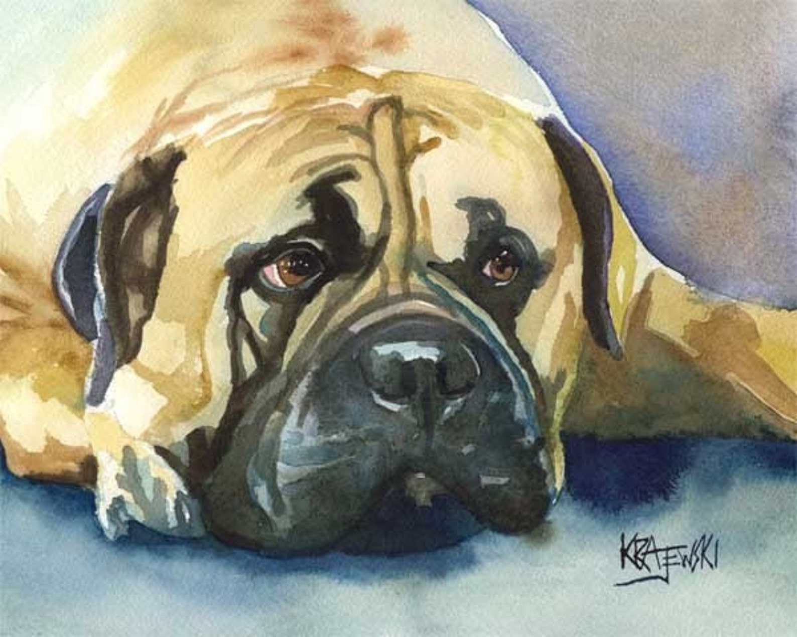 Bullmastiff Art Print of Original Watercolor Painting 11x14 Etsy