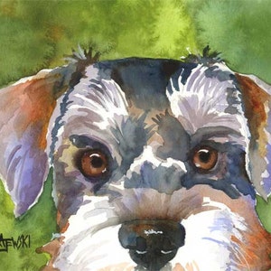 Miniature Schnauzer Art Print of Original Watercolor Painting 8x10 image 1