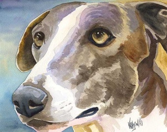 Greyhound Art Print of Original Watercolor Painting - 11x14 Dog Art