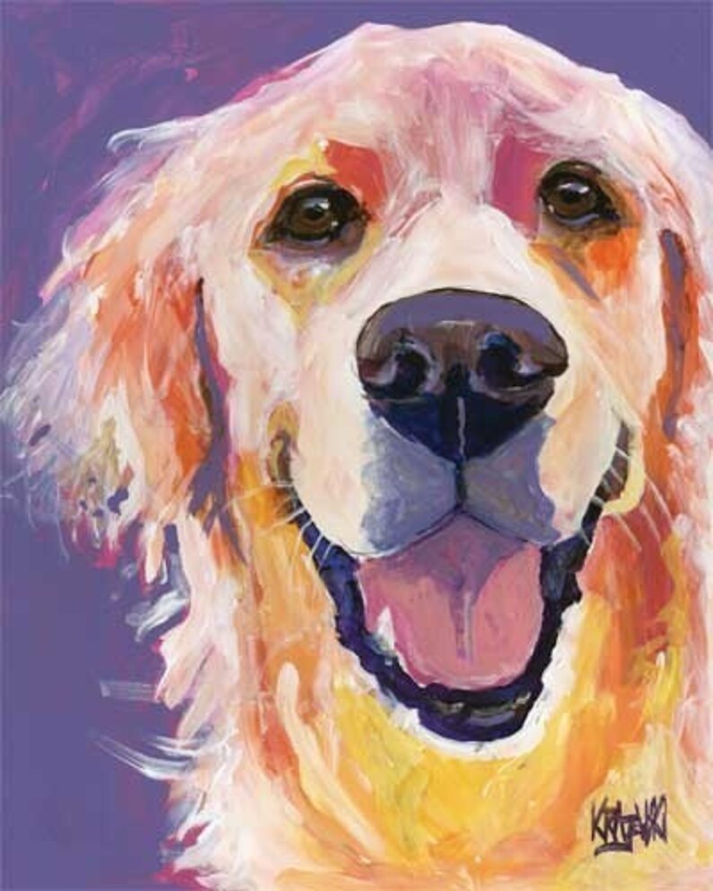 Golden Retriever Art Print of Original Acrylic Painting 8x10 Etsy