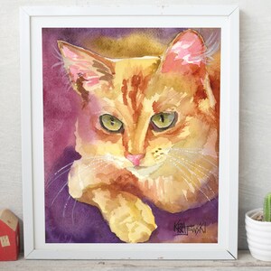 Cat Print, Cat Poster, Tabby Cat Art Print of Original Watercolor Painting, Picture, Poster, Tabby Cat Decor, Tabby Cat Gifts, 8x10 image 1