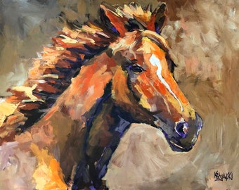 Sorrel Horse Art Print of Original Acrylic Painting | Chestnut Horse Gifts 8x10