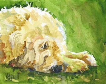 Wheaten Terrier Art Print of Original Watercolor Painting - 11x14