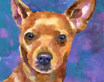 Miniature Pinscher Art Print of Original Acrylic Painting 8x10 MinPin