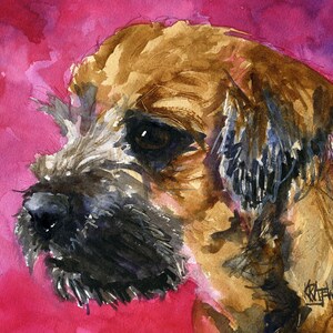 Border Terrier Art Print of Original Watercolor Painting 8x10 image 1