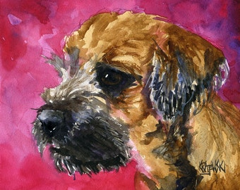 Border Terrier Art Print of Original Watercolor Painting - 8x10