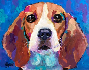 Beagle Lover, Beagle Poster, Beagle Picture, Beagle Art Print of Original Acrylic Painting, Decor, Wall Art, Illustration, 11x14