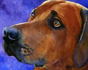 Rhodesian Ridgeback Art Print of Original Watercolor Painting - 11x14