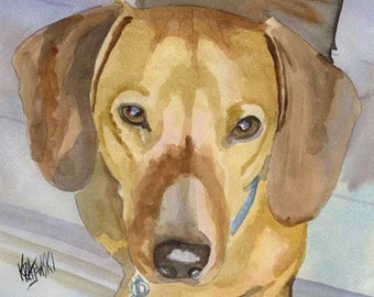 Dachshund Art Print of Original Watercolor Painting - 8x10 Dog Art