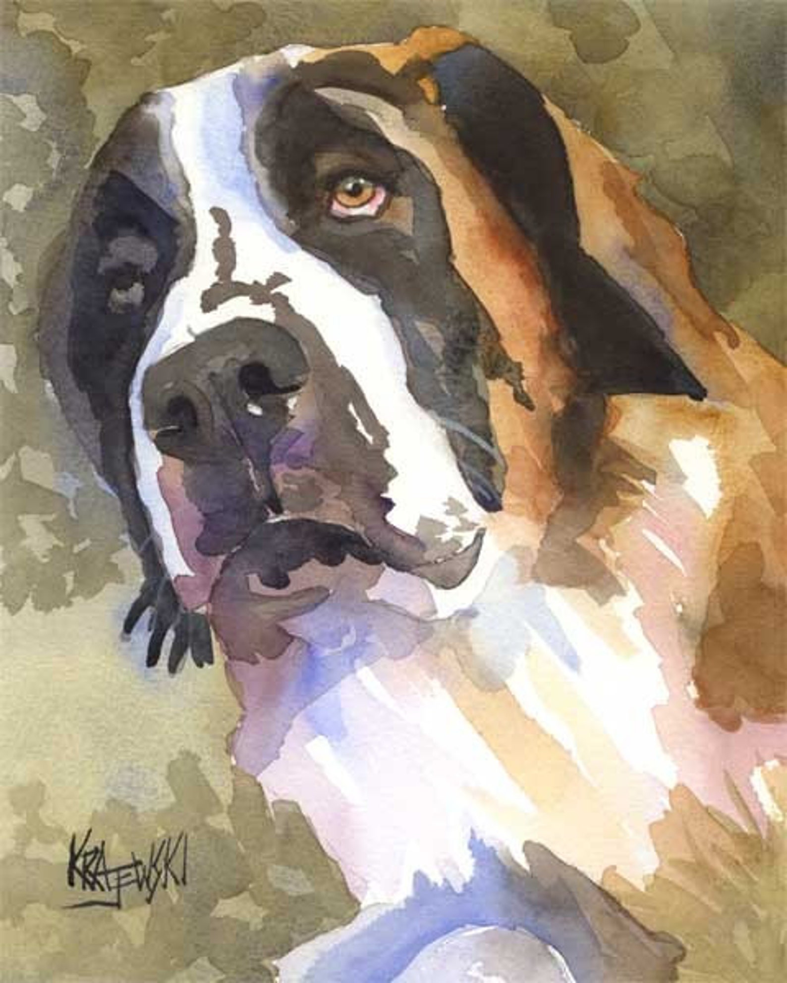 Saint Bernard Art Print of Original Watercolor Painting Etsy