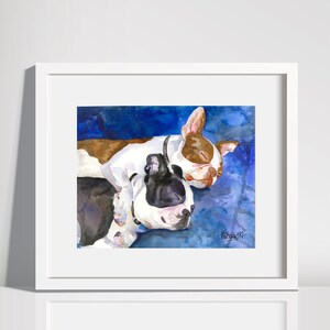 Boston Terrier Wall Art Print of Original Watercolor Painting, Boston Terrier Gifts, Drawing, Poster, Picture, Portrait, Gift, 8x10 image 2