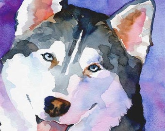 Siberian Husky Art Print of Original Watercolor Painting - 8x10