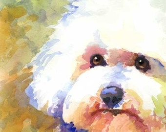 Bichon Frise Art Print of Original Watercolor Painting - 11x14 Dog Art