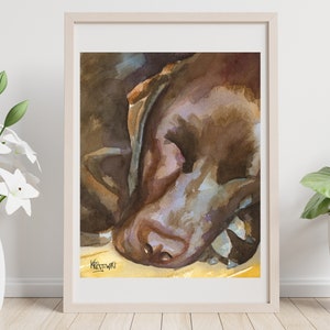Labrador Retriever Art Print of Original Watercolor Painting 11x14 Chocolate Lab image 1
