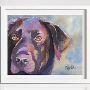 Black Lab Portrait, Pet Poster, Gifts, Memorial, Labrador Retriever Art Print of Watercolor Painting, Dog Art Print, 8x10