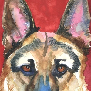 German Shepherd Art Print of Original Watercolor Painting 8x10 image 1