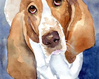 Basset Hound Art Print of Original Watercolor Painting - 8x10 Dog Art